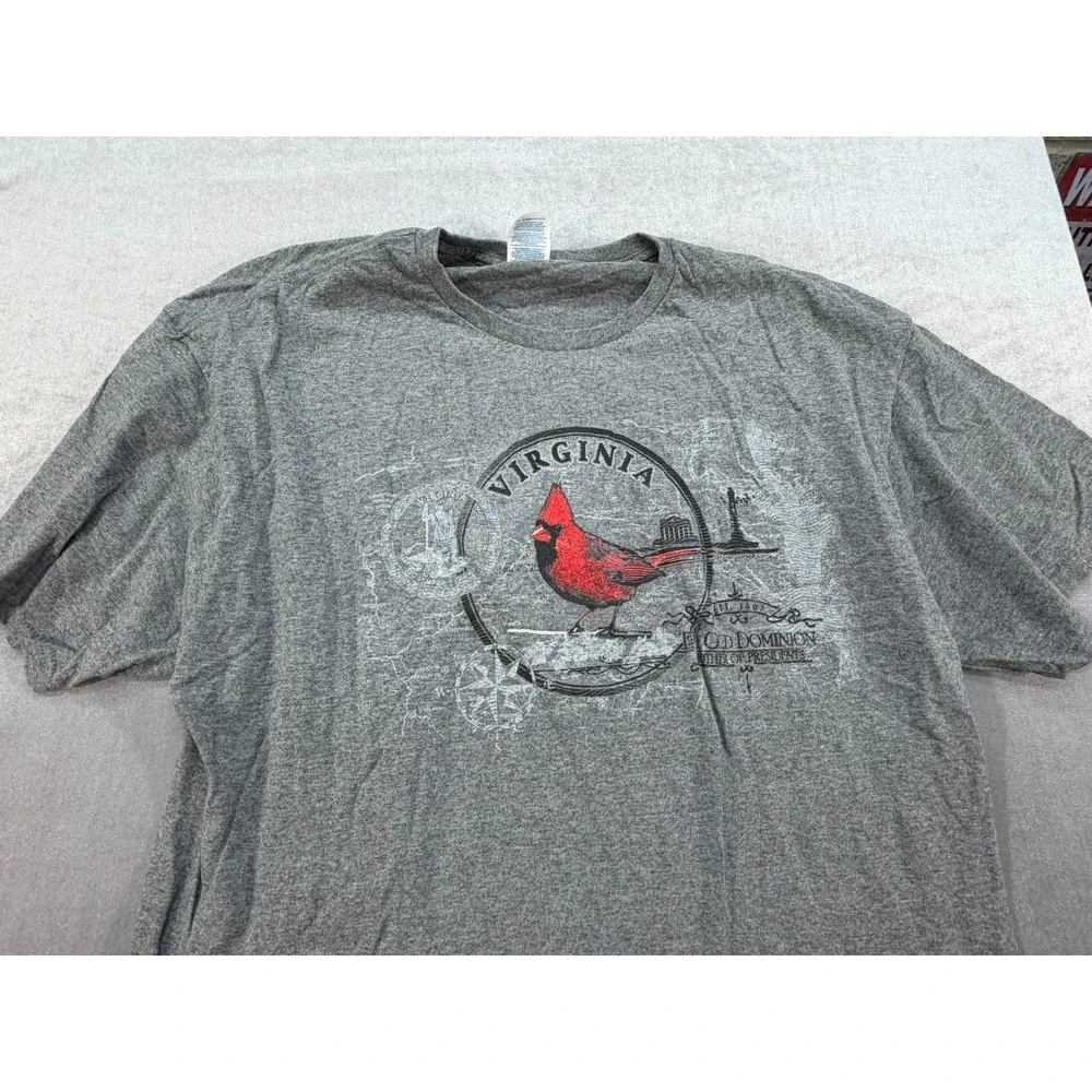 Virginia Old Dominion State T-Shirt Gray Cardinal Bird‎ Size XL